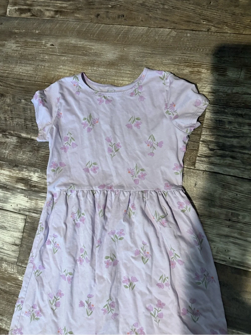 Carter's Light Purple Floral Short-Sleeve Dress Size 12